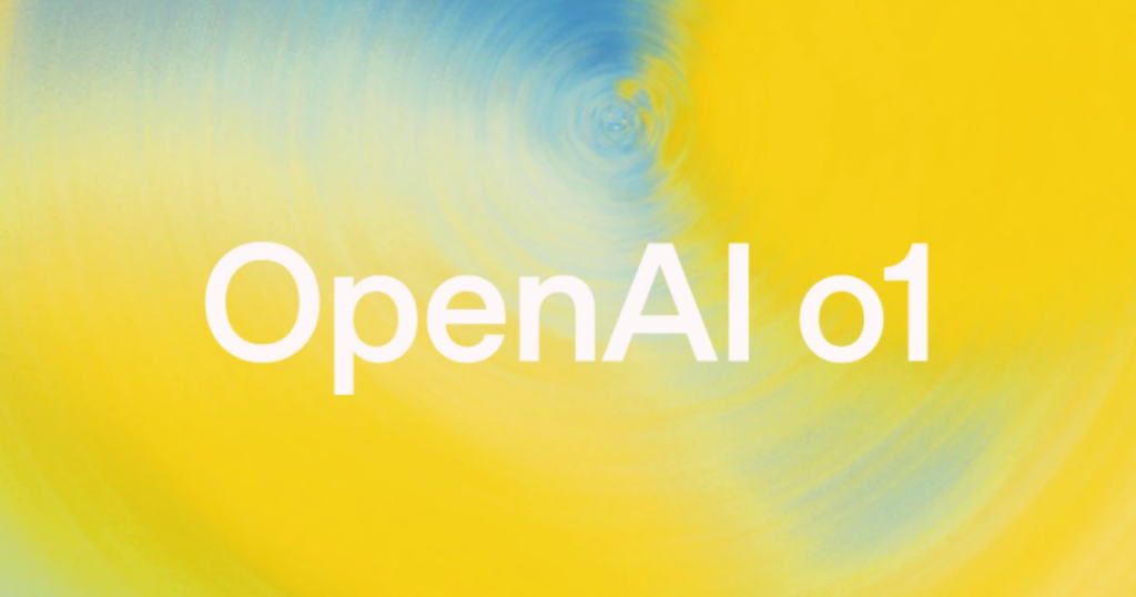 logo open ai o1 fond jaune et bleu